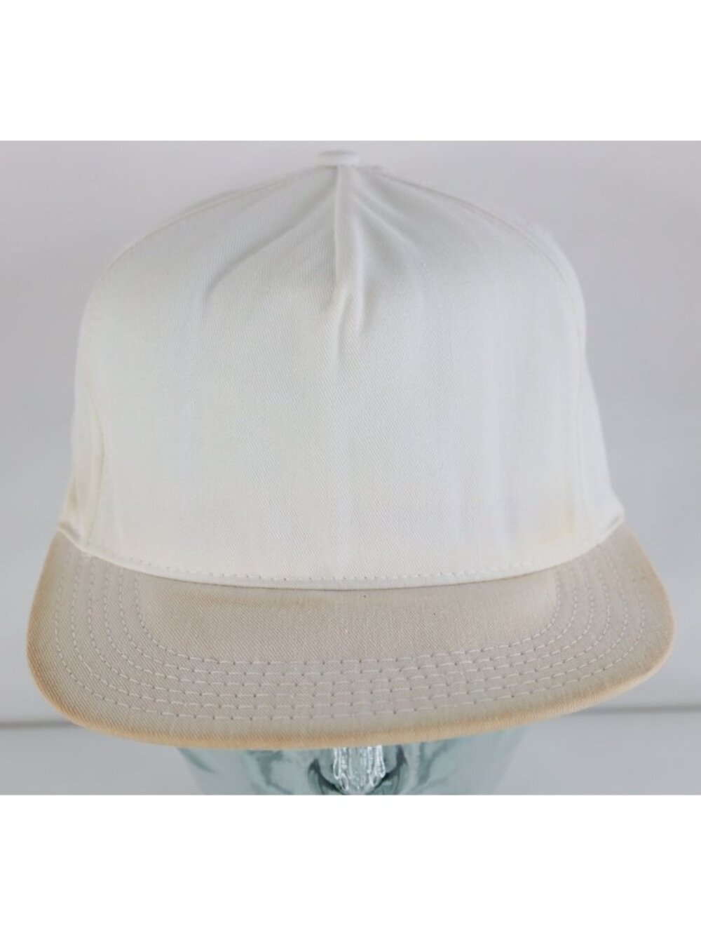 Vintage 90s Streetwear Distressed Blank Snapback Hat Cap White Cotton USA